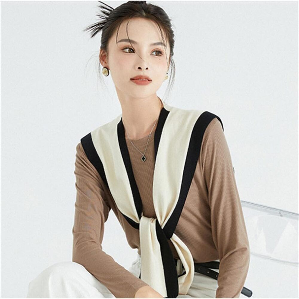 3742 Women Casual Shawl Wraps Knitted Sweater Shawl Knotted Shoulder Tops Soft - Picture 2 of 9